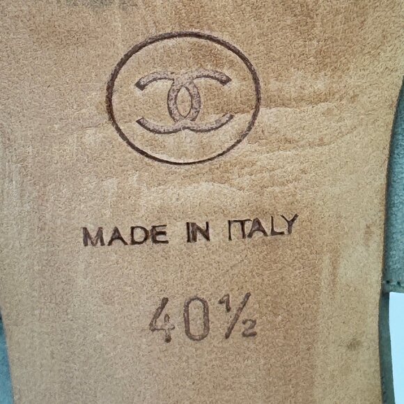 Chanel Green Suede Slingback Pumps, Size 40 1/2 EU - Picture 9 of 15